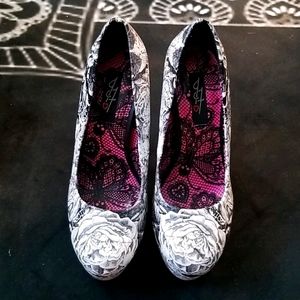 Iron Fist Rose Lace Platform Heels